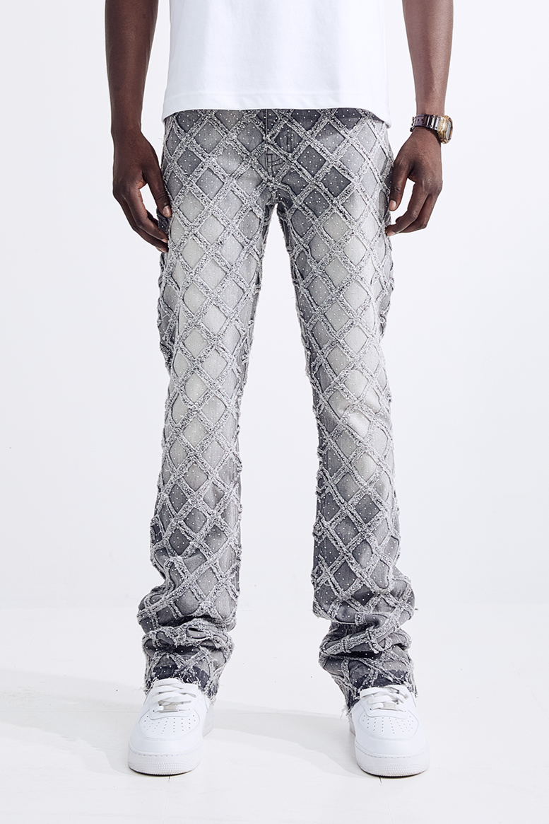 Black Light Men's Flare Fit Cage Jeans - Grey
