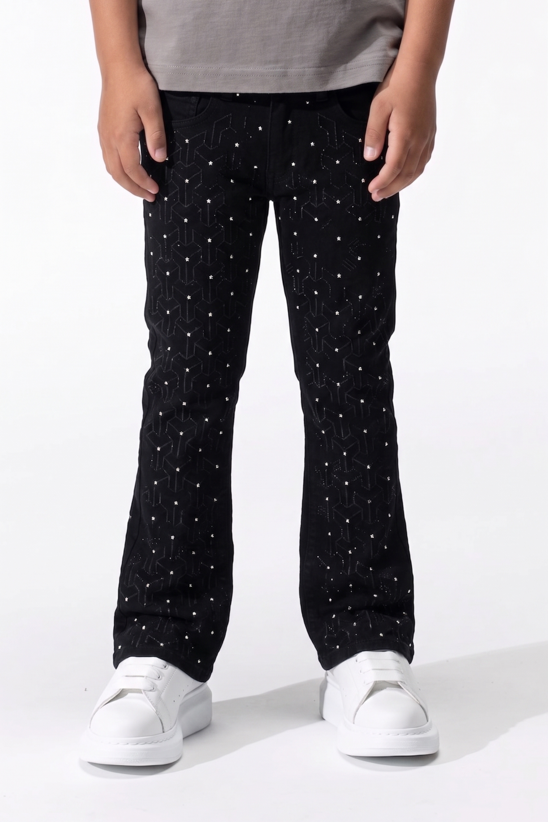 BOY'S GLIM FLARE FIT JEANS - JET BLACK