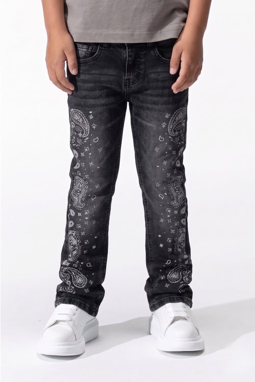 BOY'S APPLIQUE JEANS - BLACK