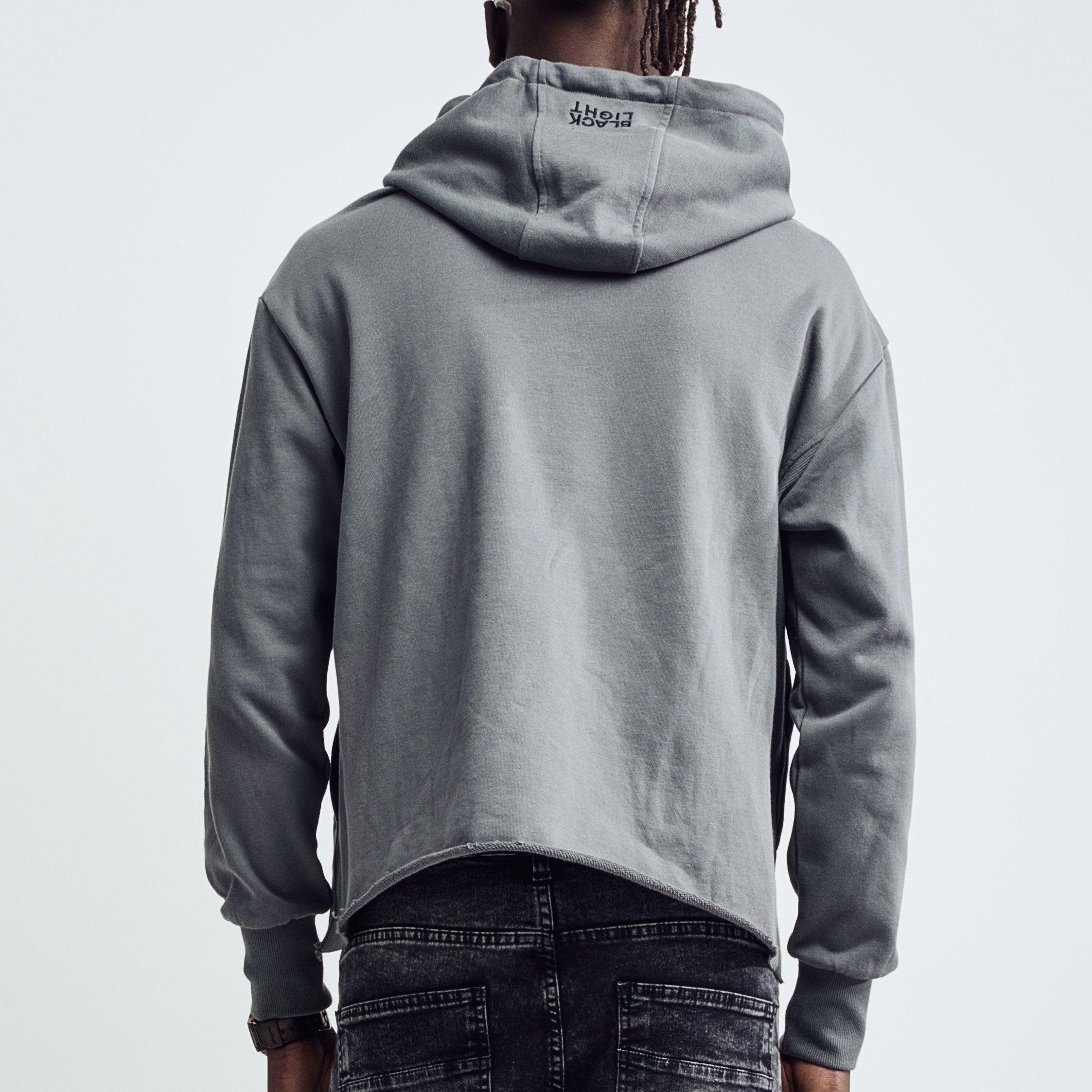 Black Light Skullback Athlete Graphic Hoodie - Fog