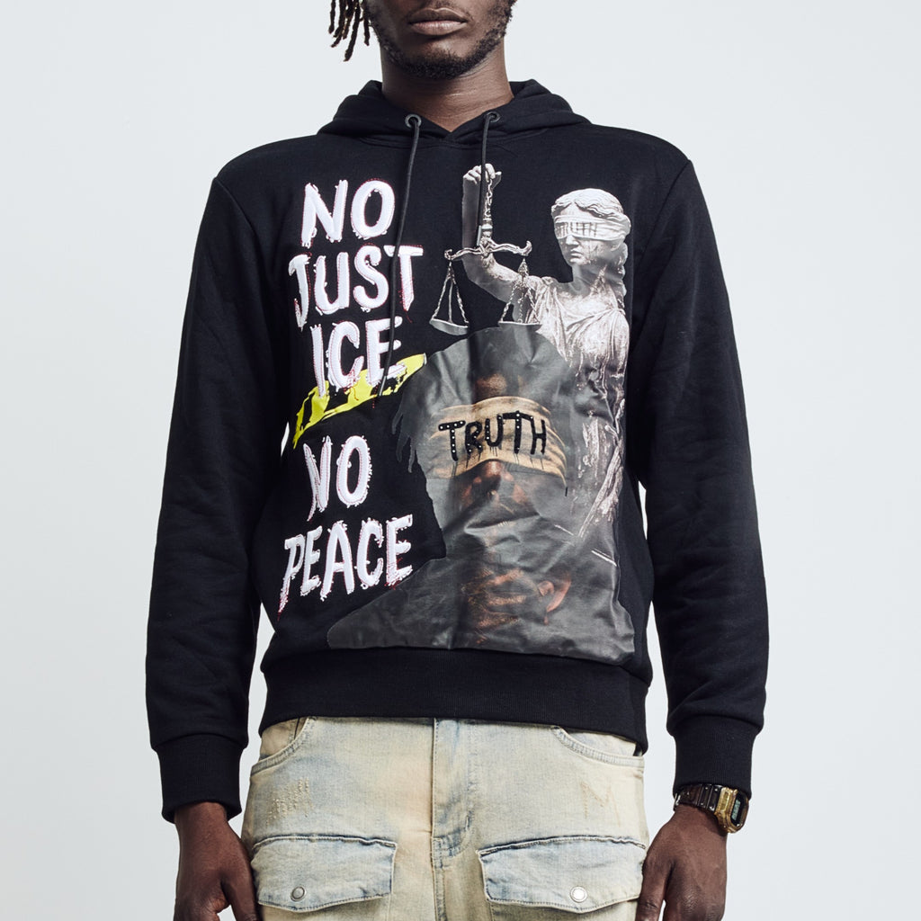 NO JUSTICE HOODIE - BLACK