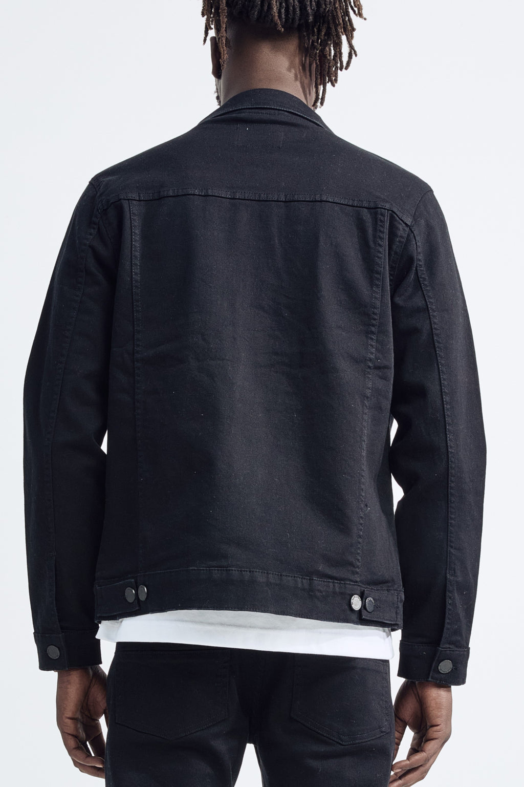(Set Up) Solid Denim Trucker Jacket - Jet Black