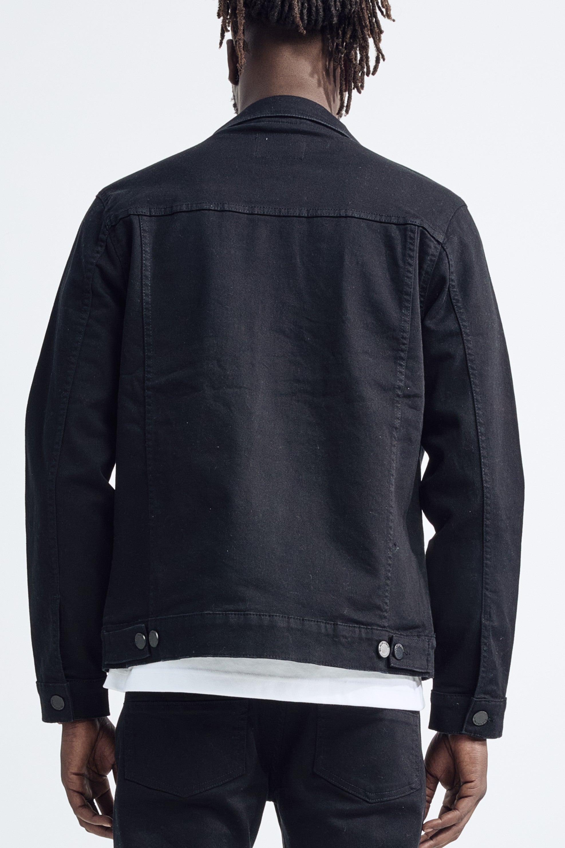(Set Up) Solid Denim Trucker Jacket - Jet Black