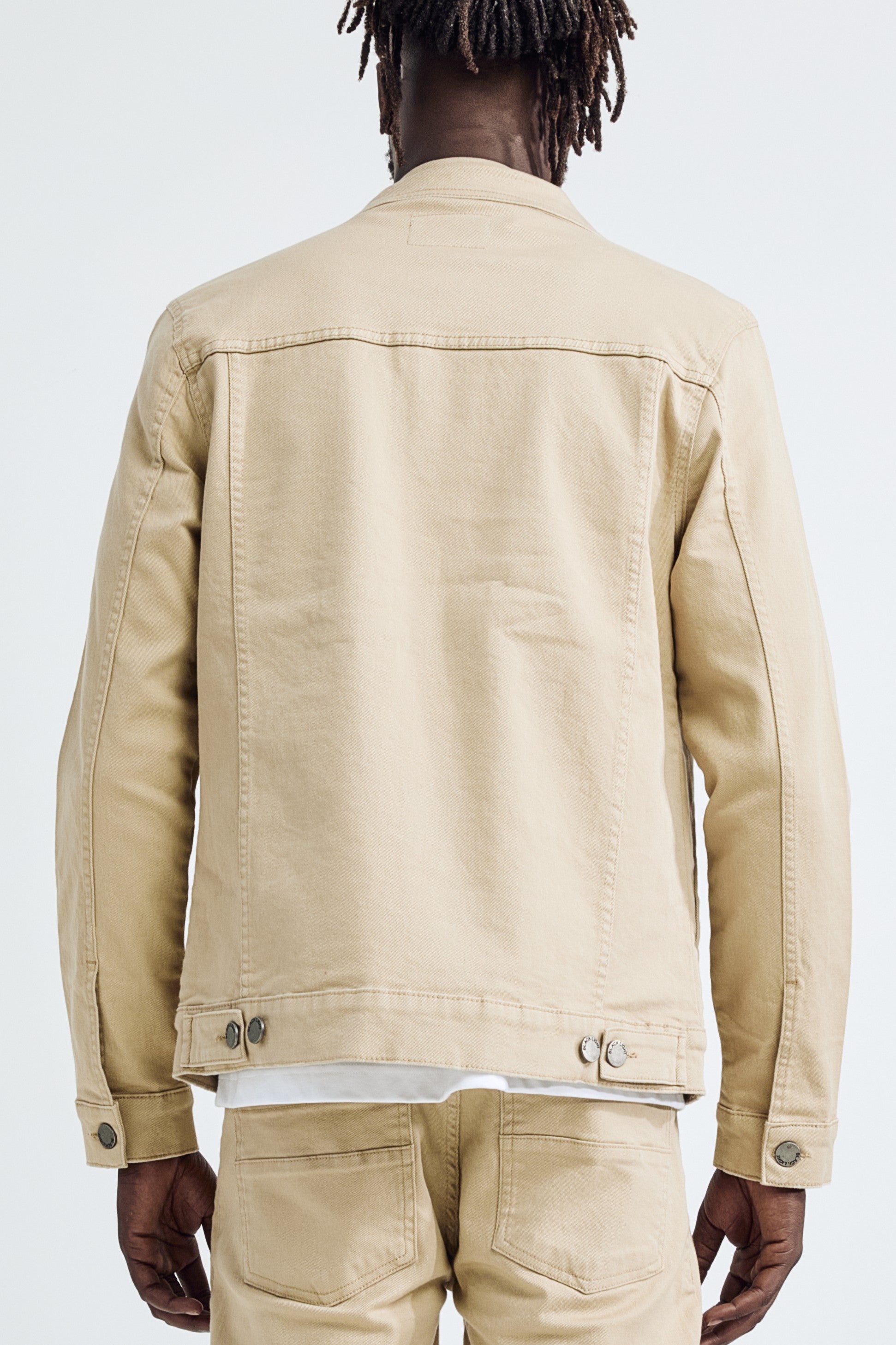 (Set Up) Solid Denim Trucker Jacket - Khaki