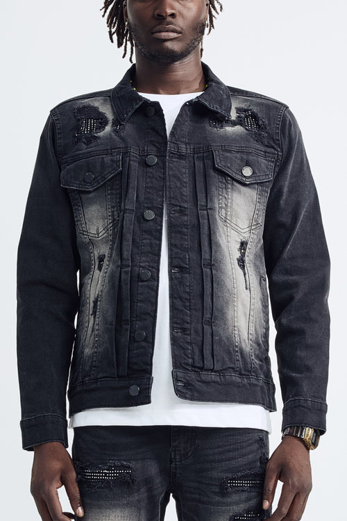 (Set Up) Washed Denim Flare Jeans - Black