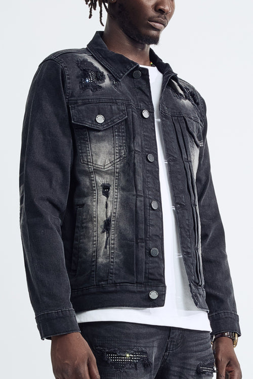 (Set Up) Washed Denim Flare Jeans - Black