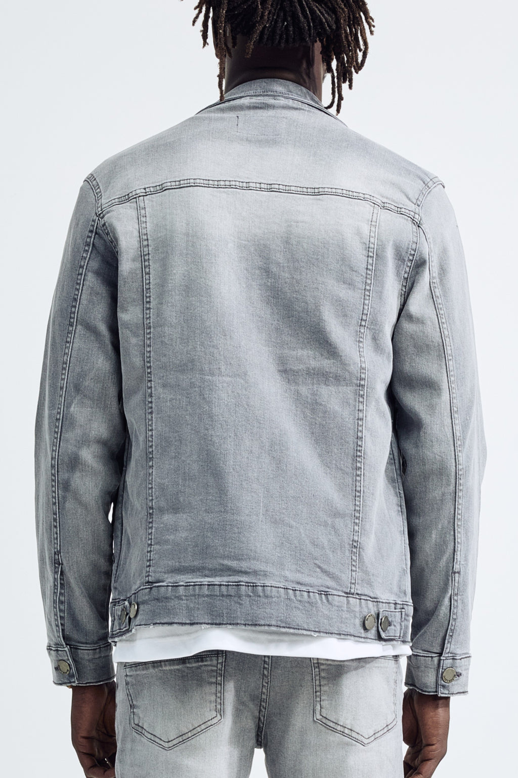 (Set Up) Washed Denim Trucker Jacket - Gray