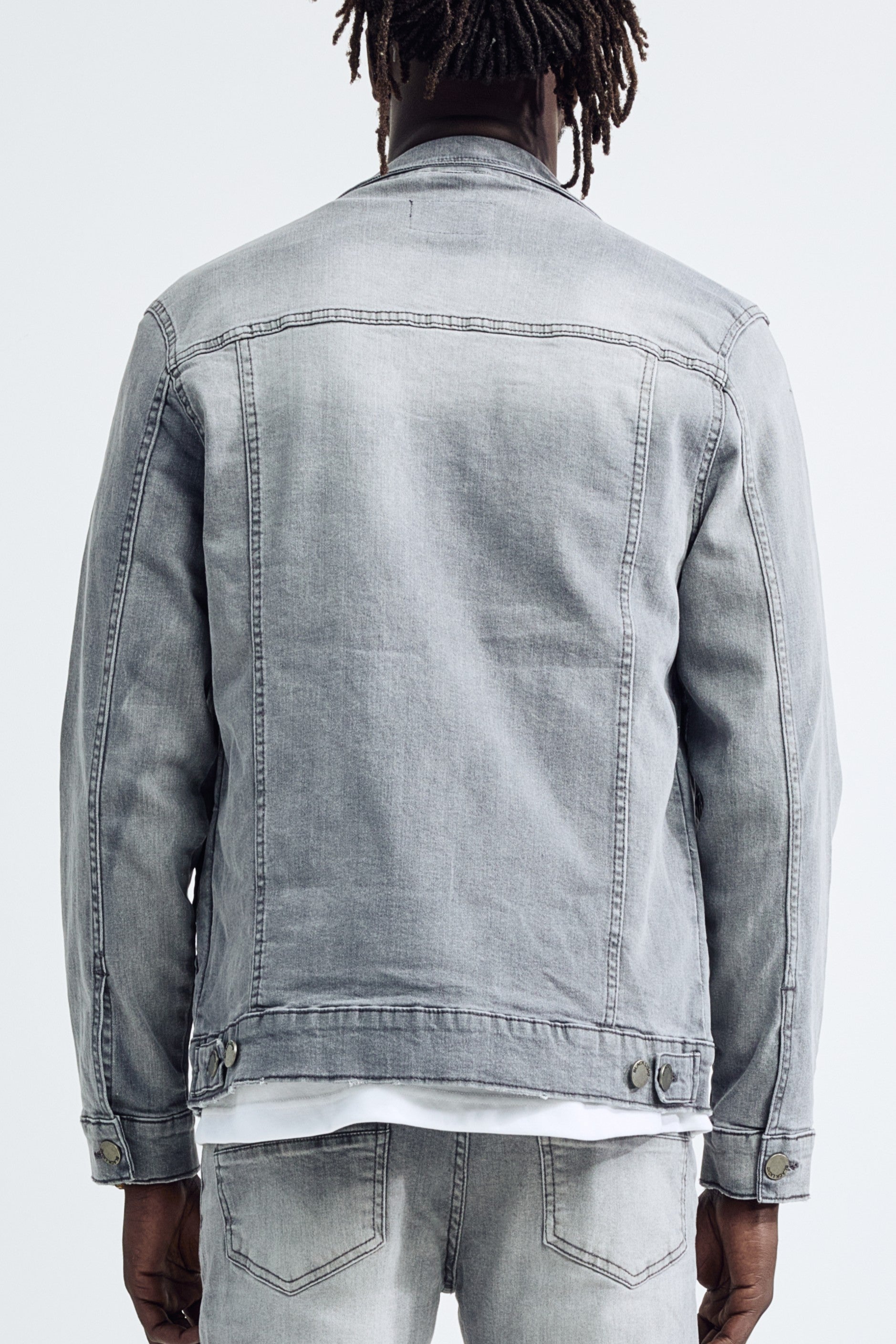 (Set Up) Washed Denim Trucker Jacket - Gray