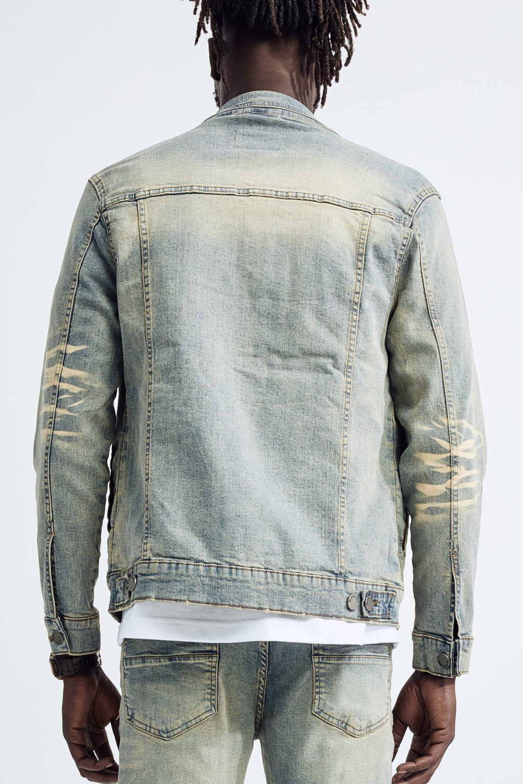 (Set Up) Washed Denim Trucker Jacket - Tint Blue