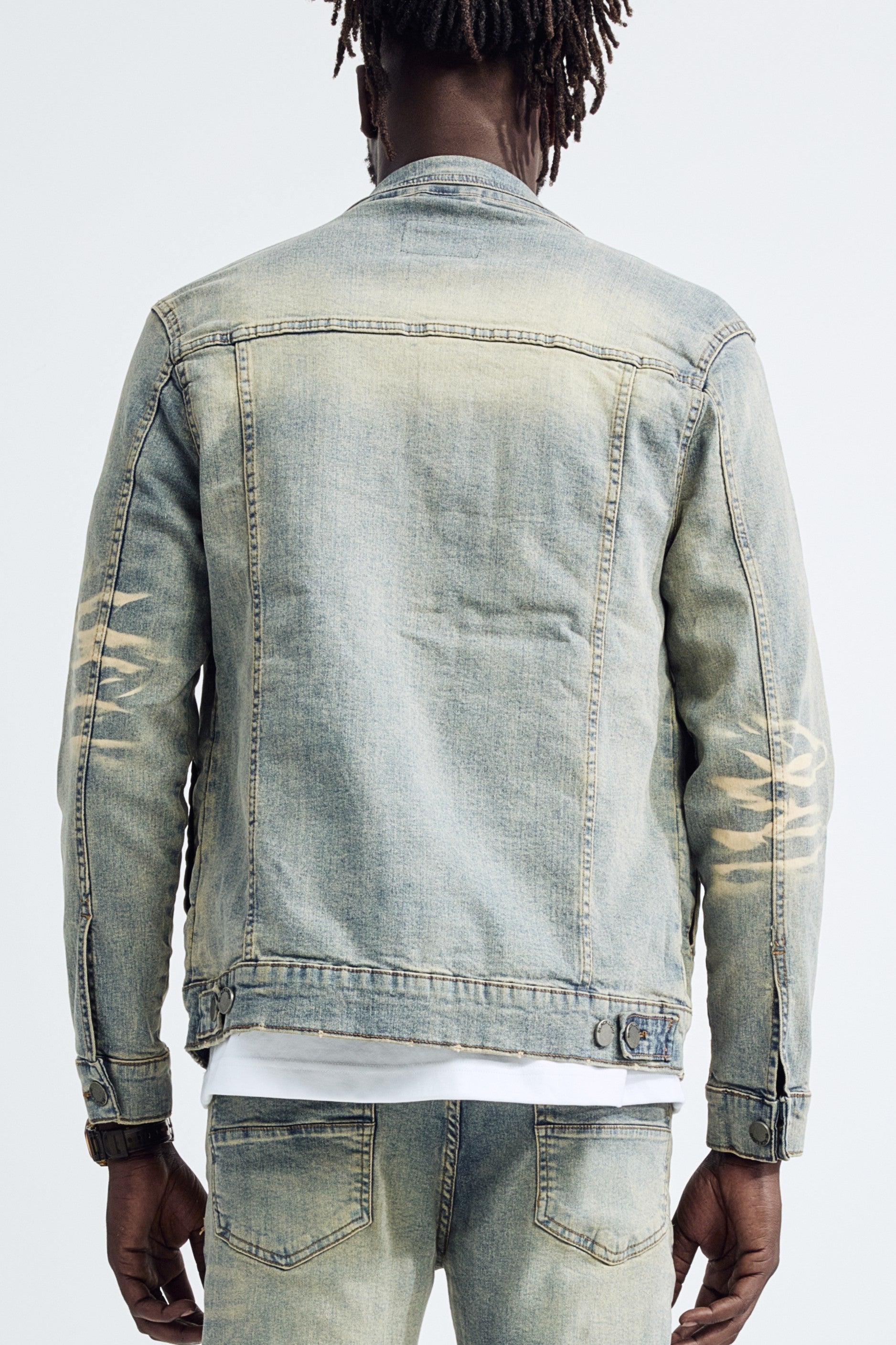 (Set Up) Washed Denim Trucker Jacket - Tint Blue