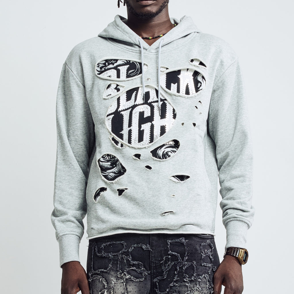 DISTRESSED HOODIE - HEATHER GREY