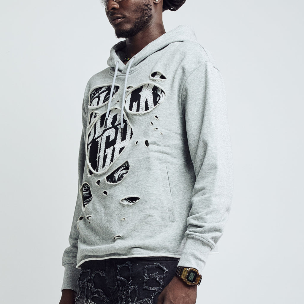 DISTRESSED HOODIE - HEATHER GREY