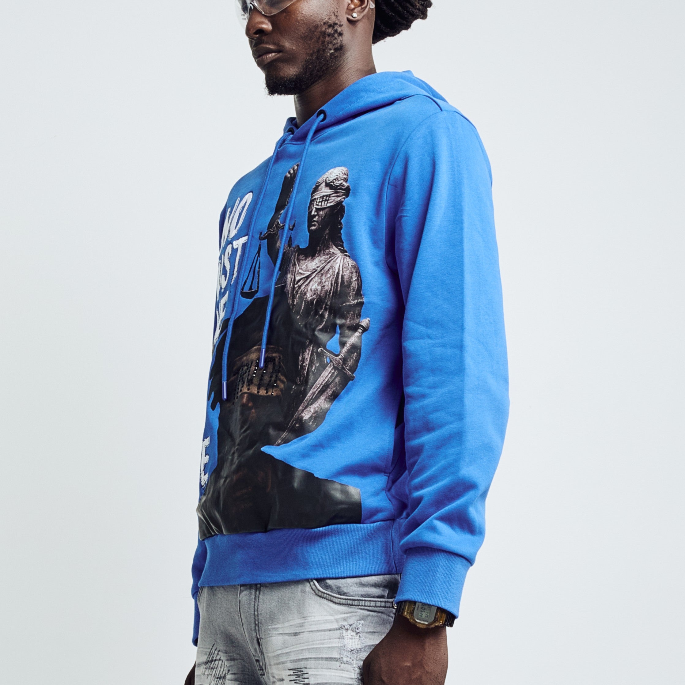 NO JUSTICE HOODIE - RACER BLUE