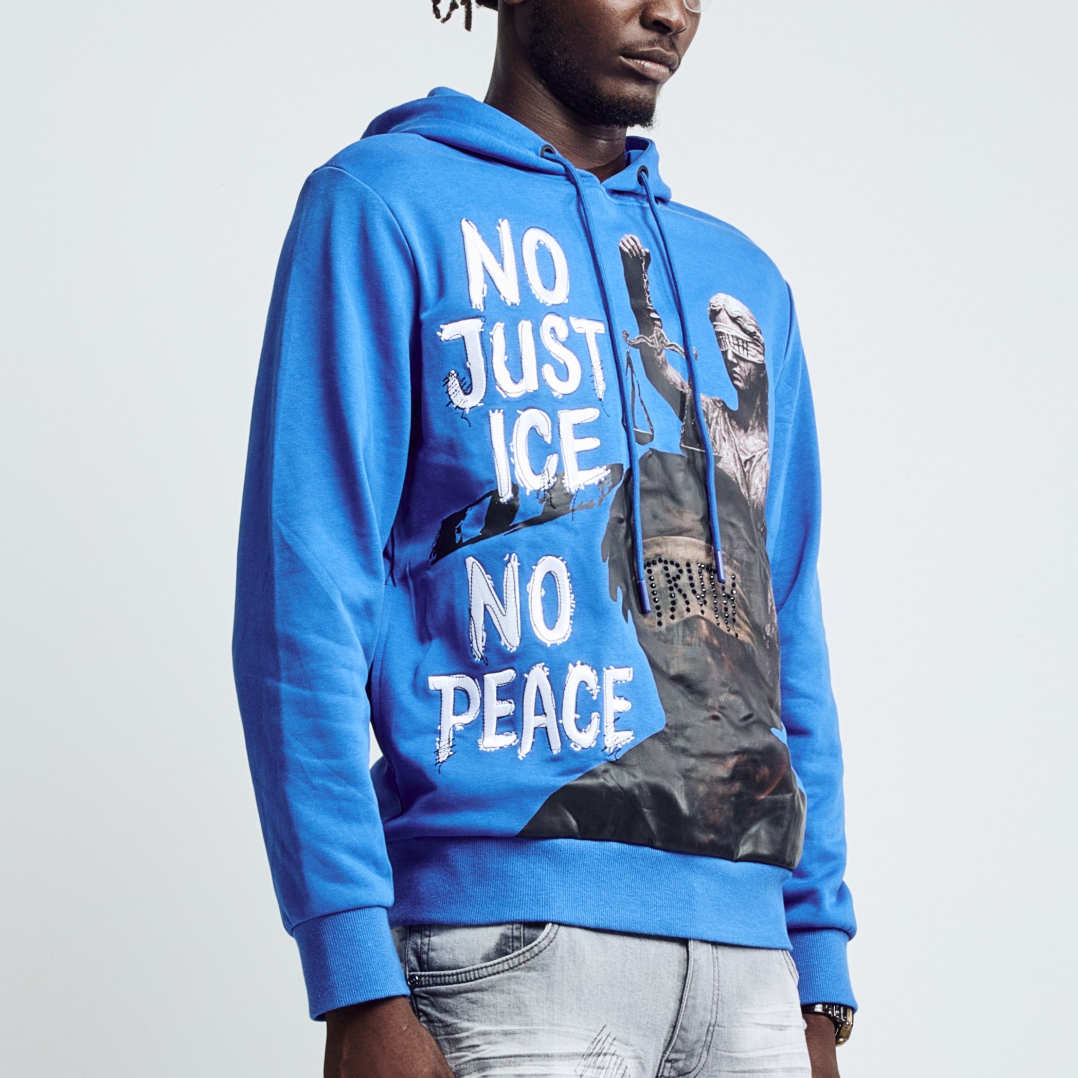 NO JUSTICE HOODIE - RACER BLUE