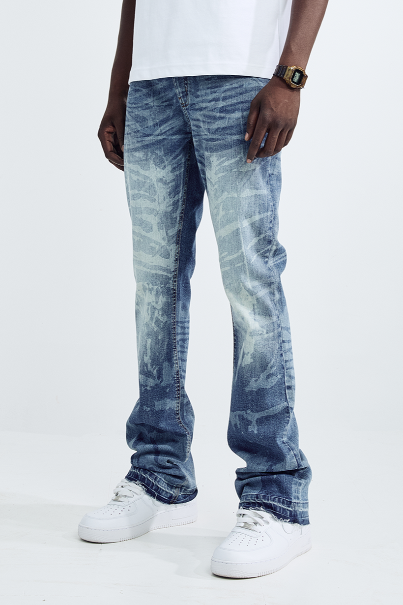 Black Light Men's Flare Fit Waterwave Jeans - Blue