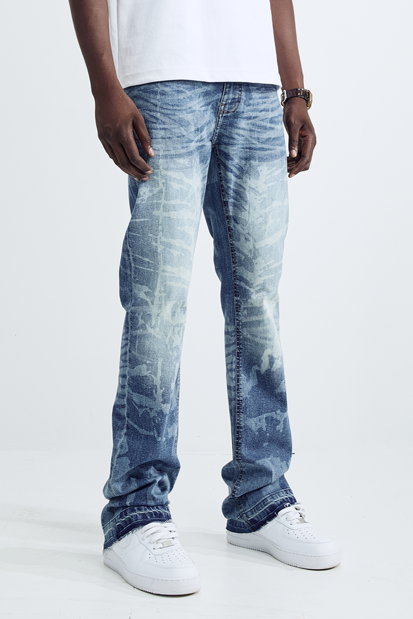 Black Light Men's Flare Fit Waterwave Jeans - Blue