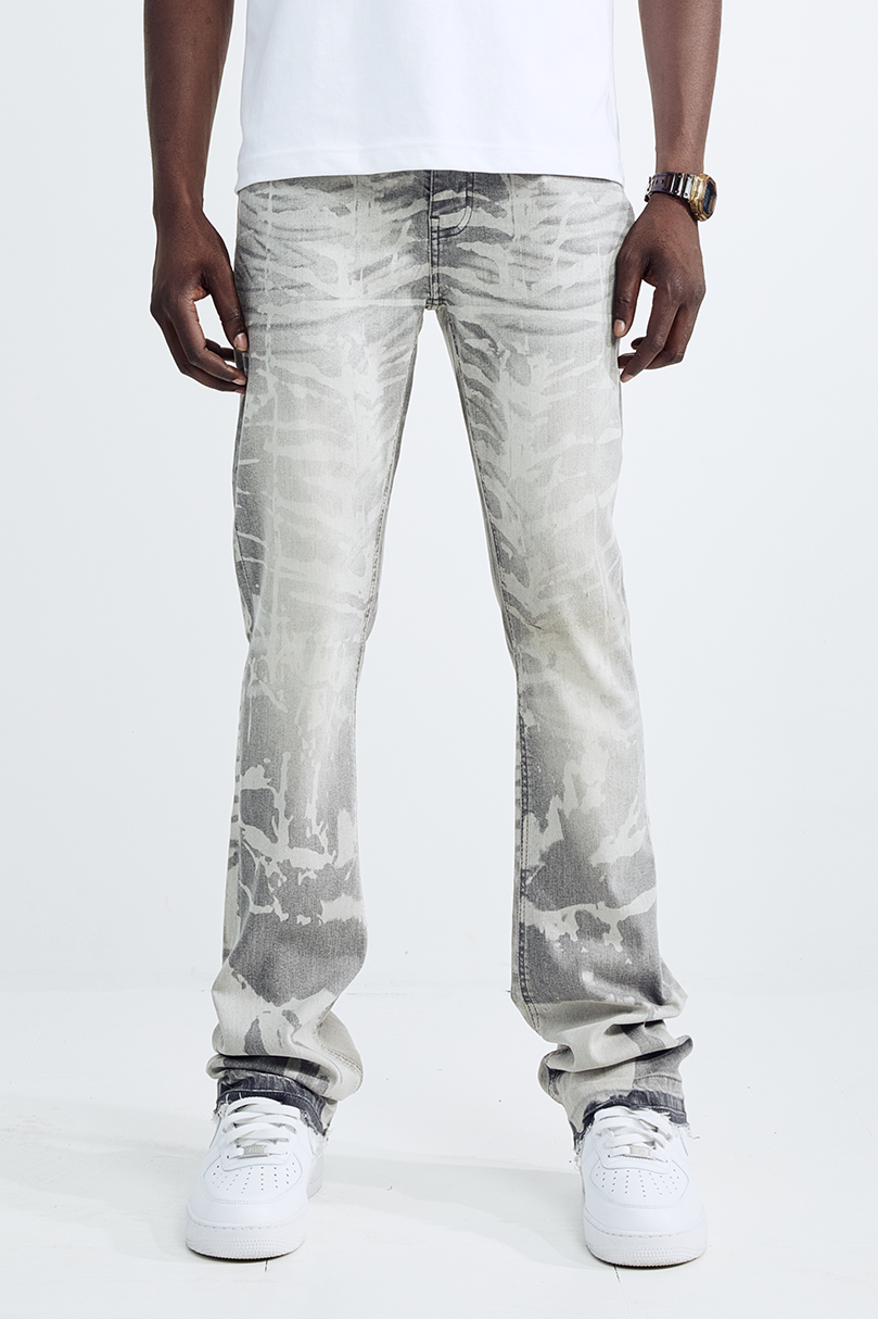 Black Light Men's Flare Fit Waterwave Jeans - Grey