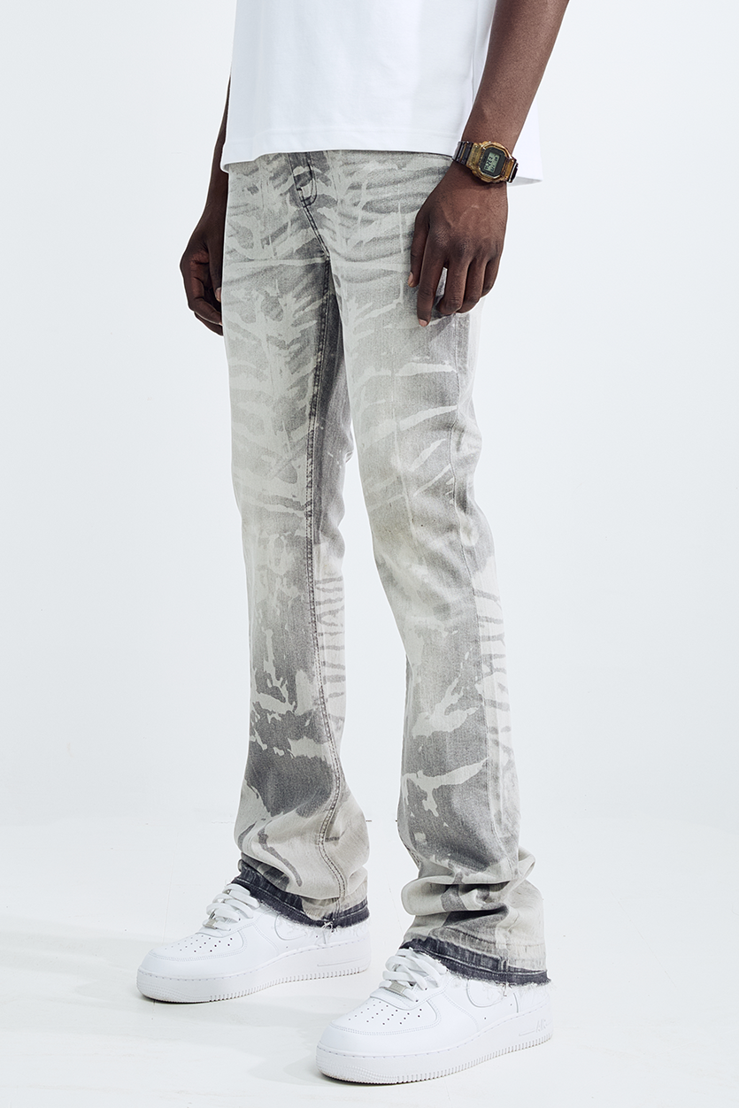 Black Light Men's Flare Fit Waterwave Jeans - Grey