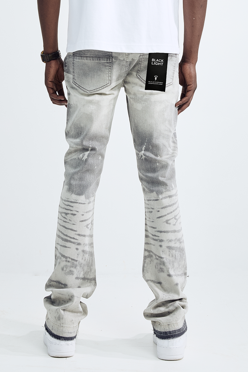 Black Light Men's Flare Fit Waterwave Jeans - Grey