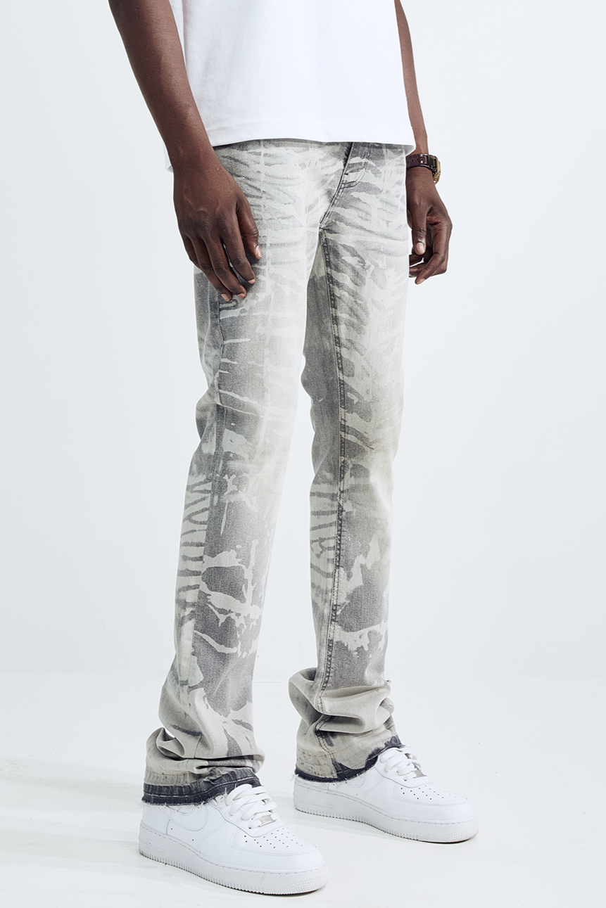 Black Light Men's Flare Fit Waterwave Jeans - Grey