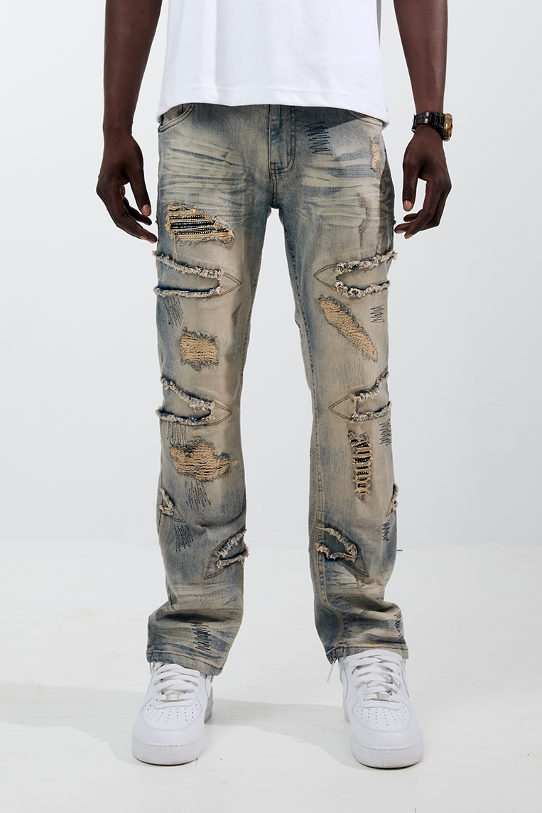 Black Light Straight Fit Native Jeans - Tint Blue
