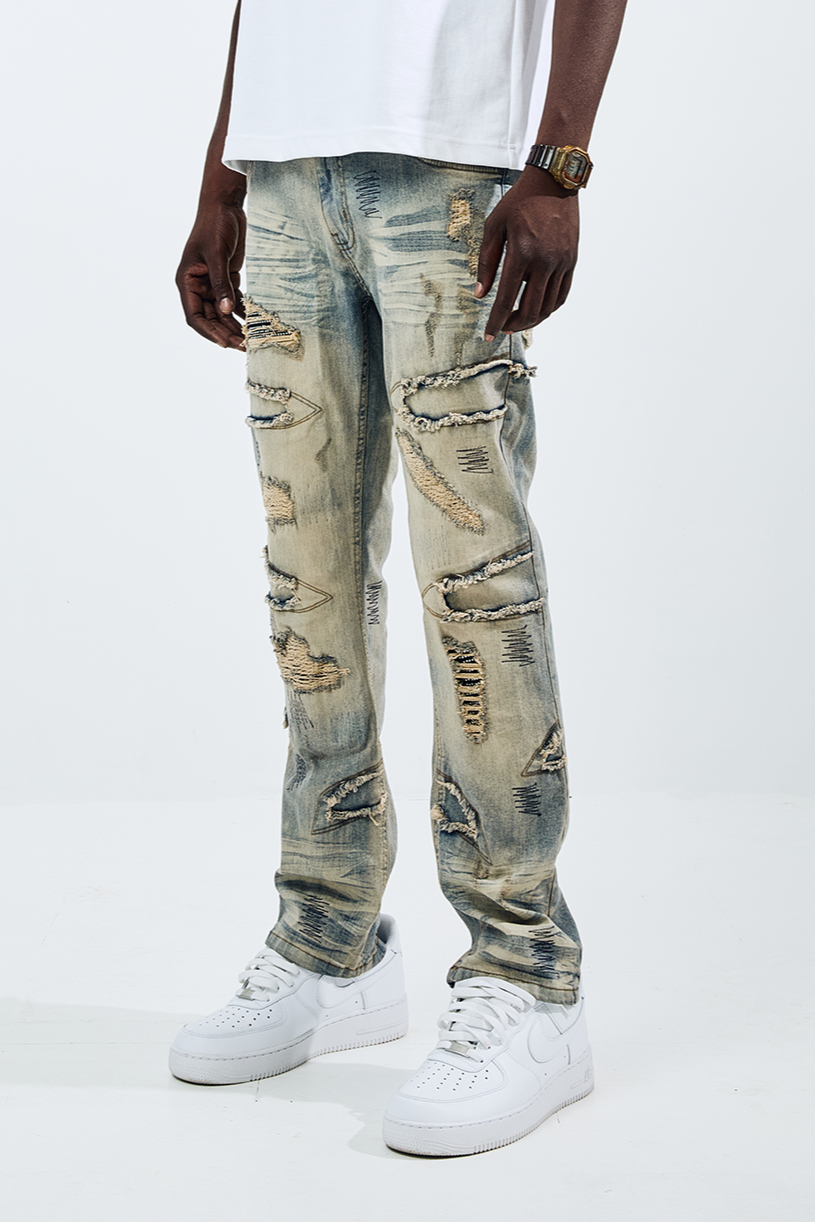 Black Light Straight Fit Native Jeans - Tint Blue