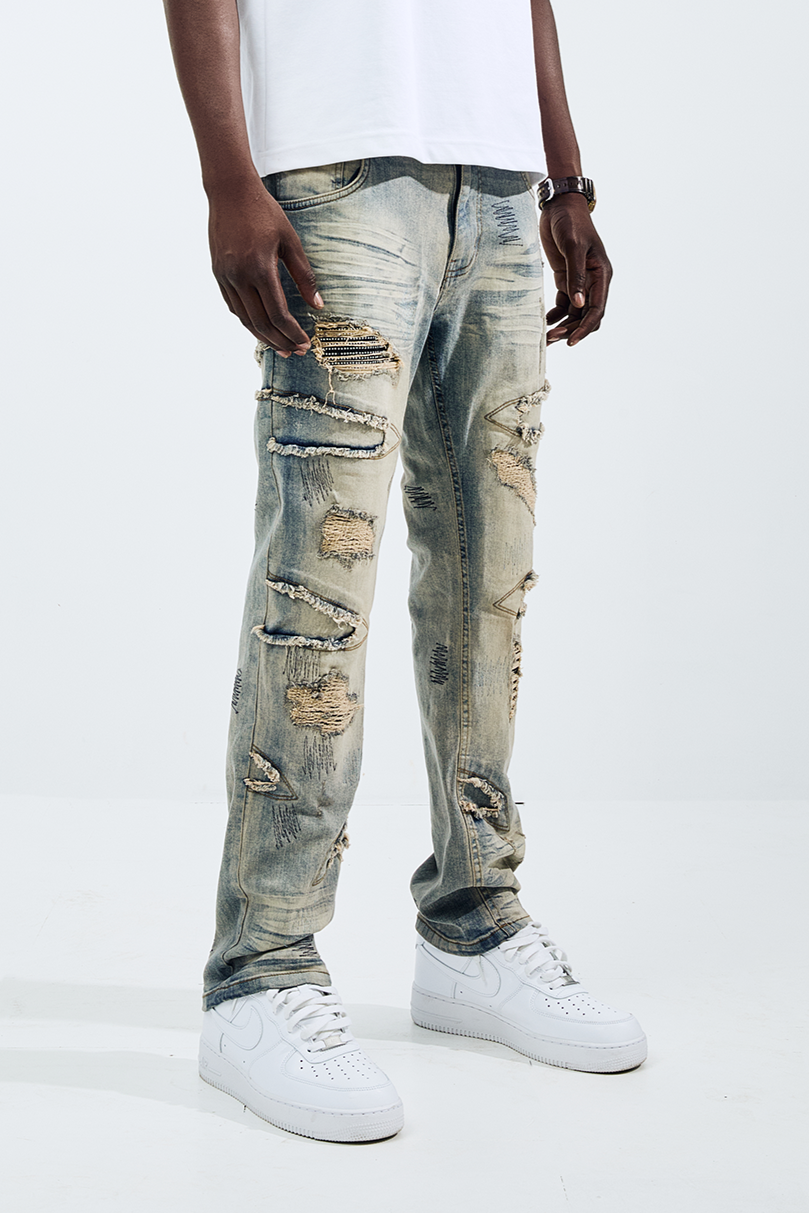 Black Light Straight Fit Native Jeans - Tint Blue