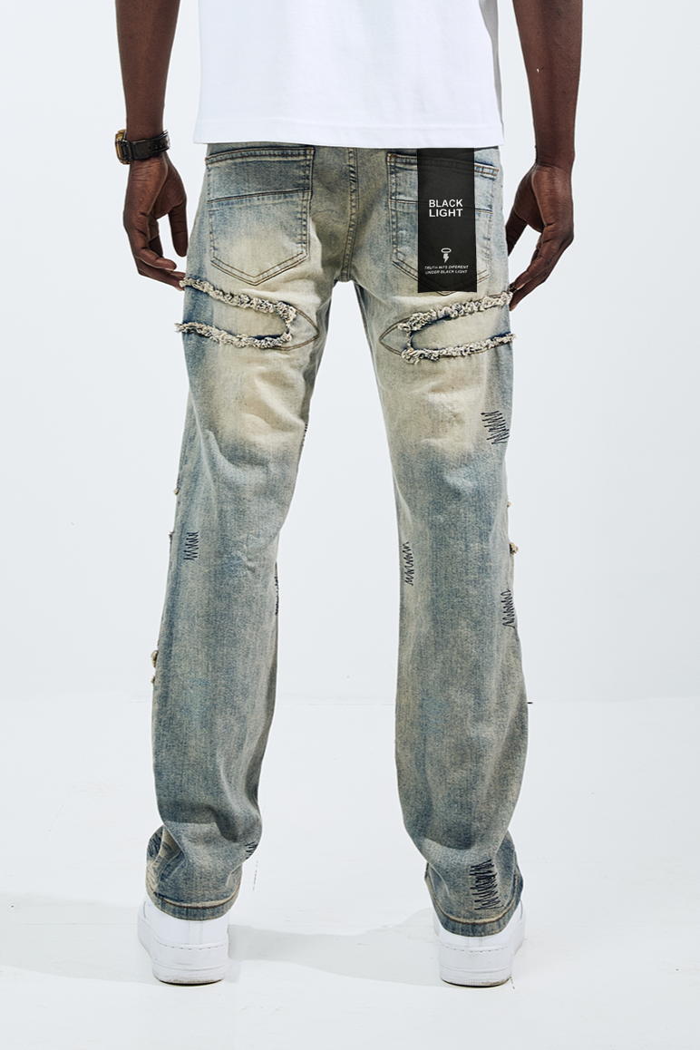 Black Light Straight Fit Native Jeans - Tint Blue