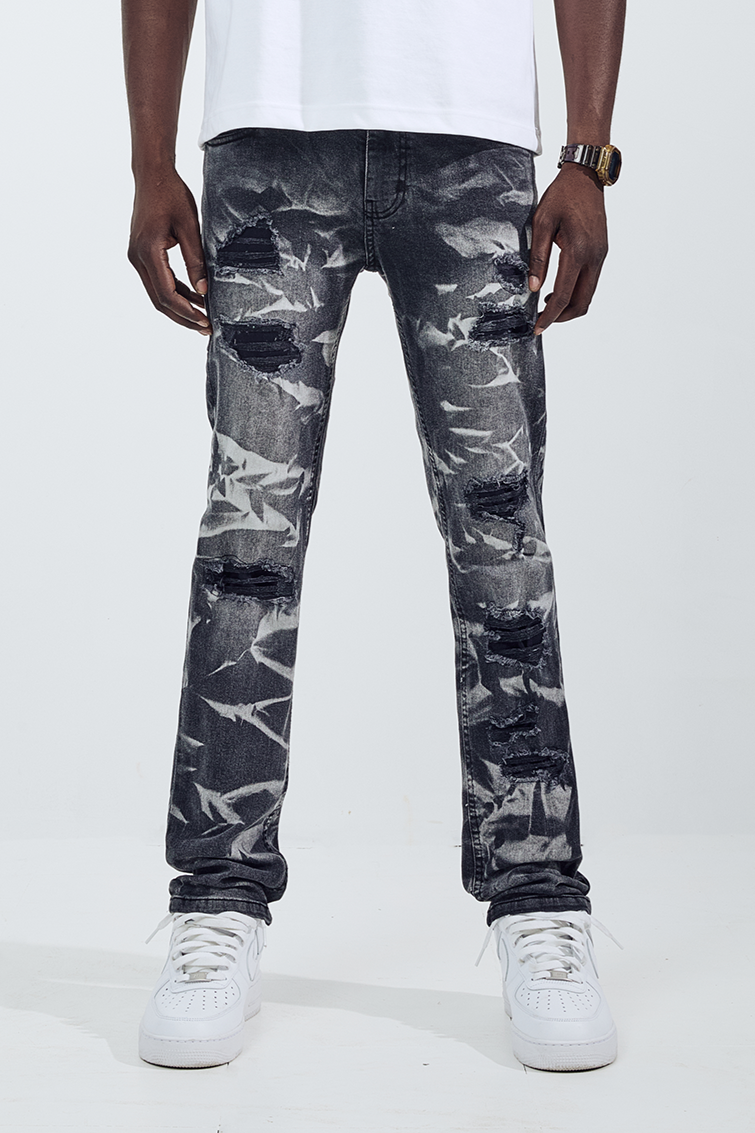 Black Light Straight Fit Reflection Jeans - Black