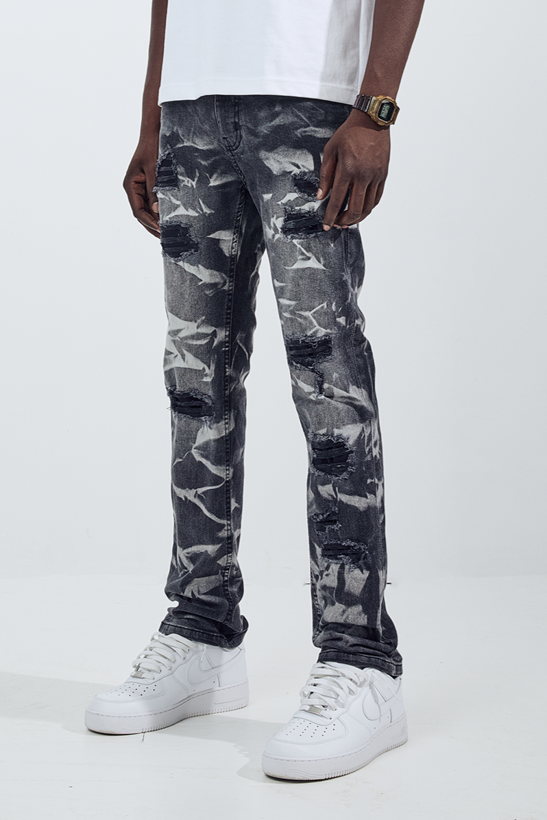 Black Light Straight Fit Reflection Jeans - Black