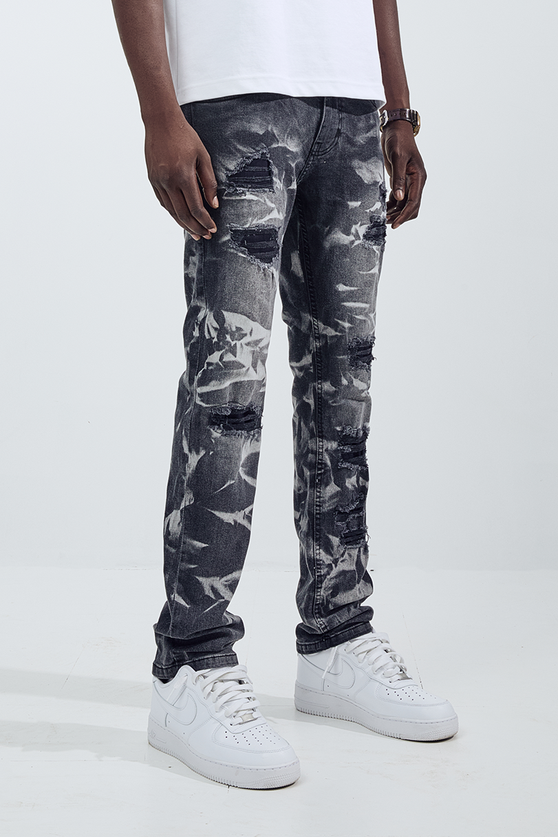 Black Light Straight Fit Reflection Jeans - Black