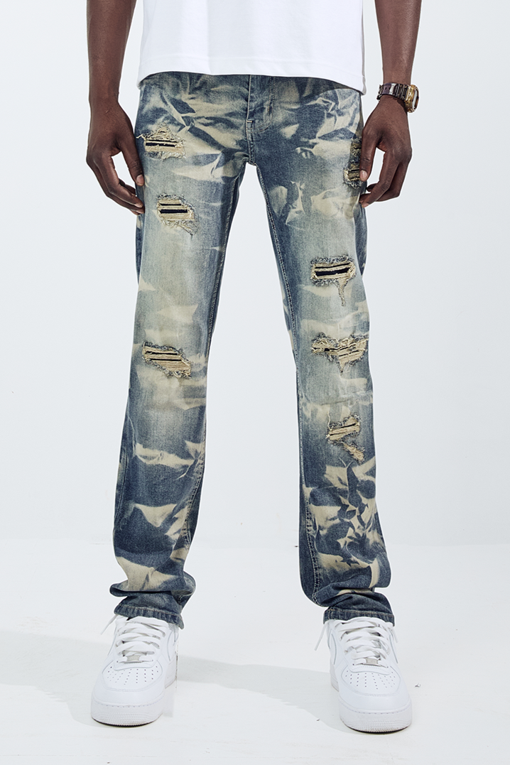 Black Light Straight Fit Reflection Jeans - Indigo