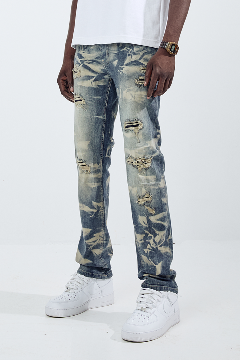 Black Light Straight Fit Reflection Jeans - Indigo