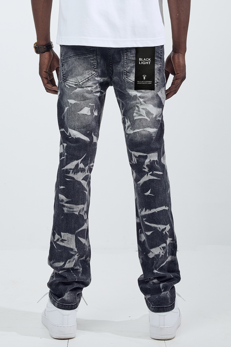 Black Light Straight Fit Reflection Jeans - Black