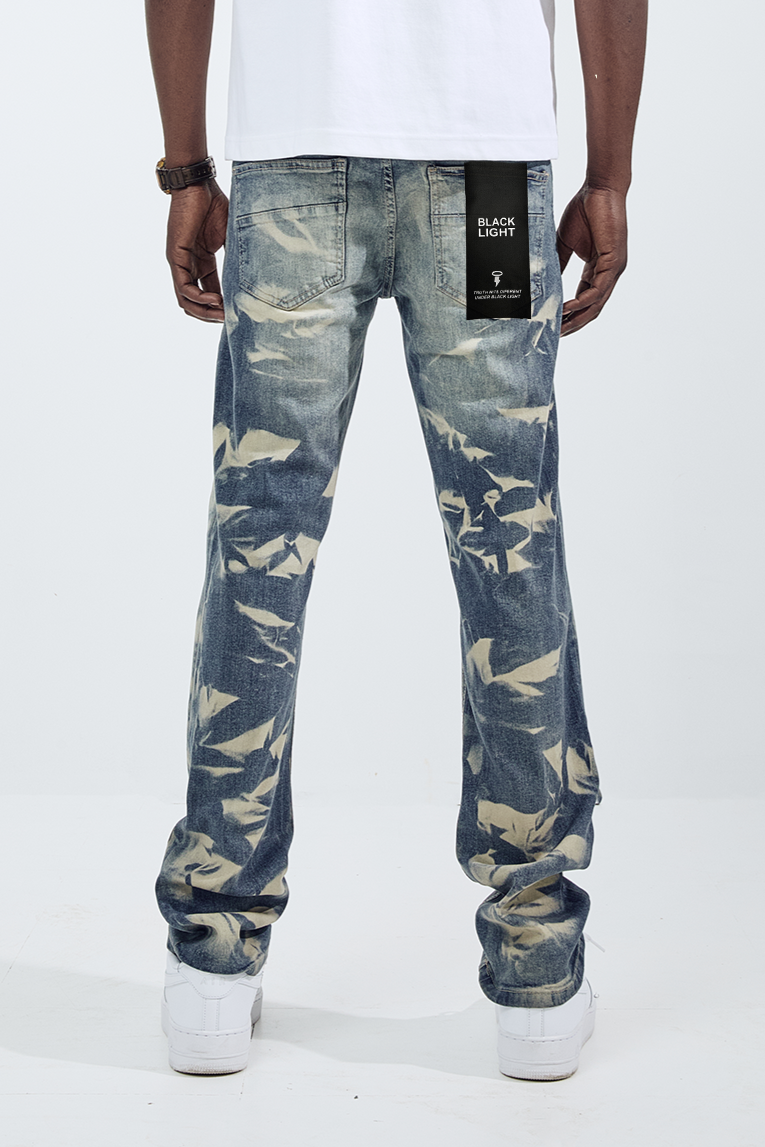 Black Light Straight Fit Reflection Jeans - Indigo