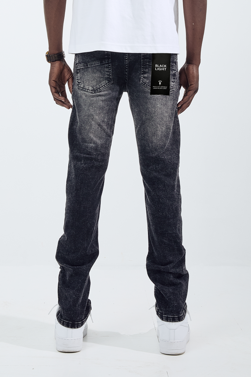 Black Light Men's Straight Fit Frankenstein Jeans - Black