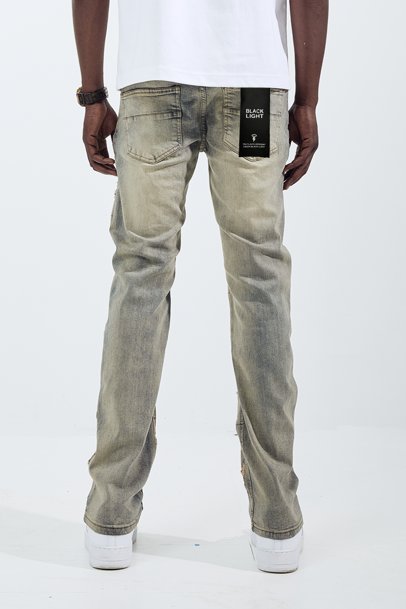 Black Light Men's Straight Fit Frankenstein Jeans - Vintage Blue