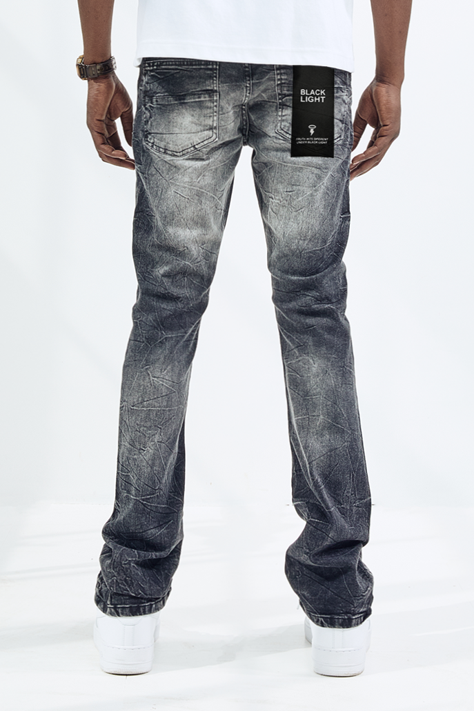 Black Light Men's Flare Fit Delancey Jeans - Black