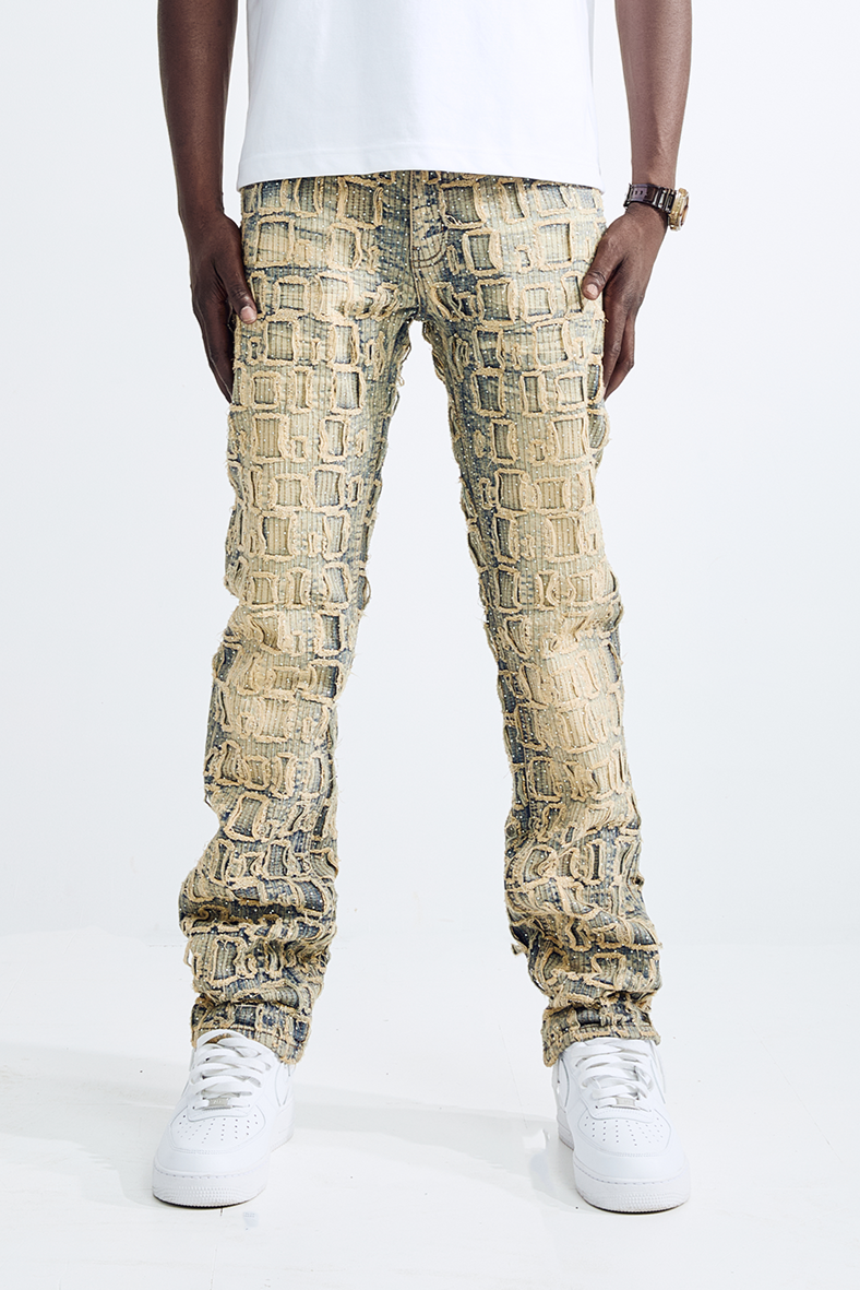 Black Light Men's Straight Fit Roblox Jeans - Dark Tint Blue