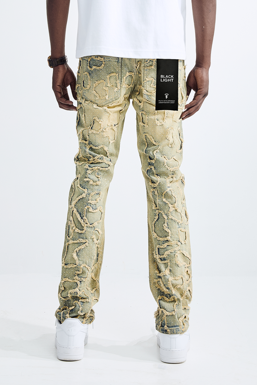 Black Light Straight Fit Tetris Jeans - Tint Blue