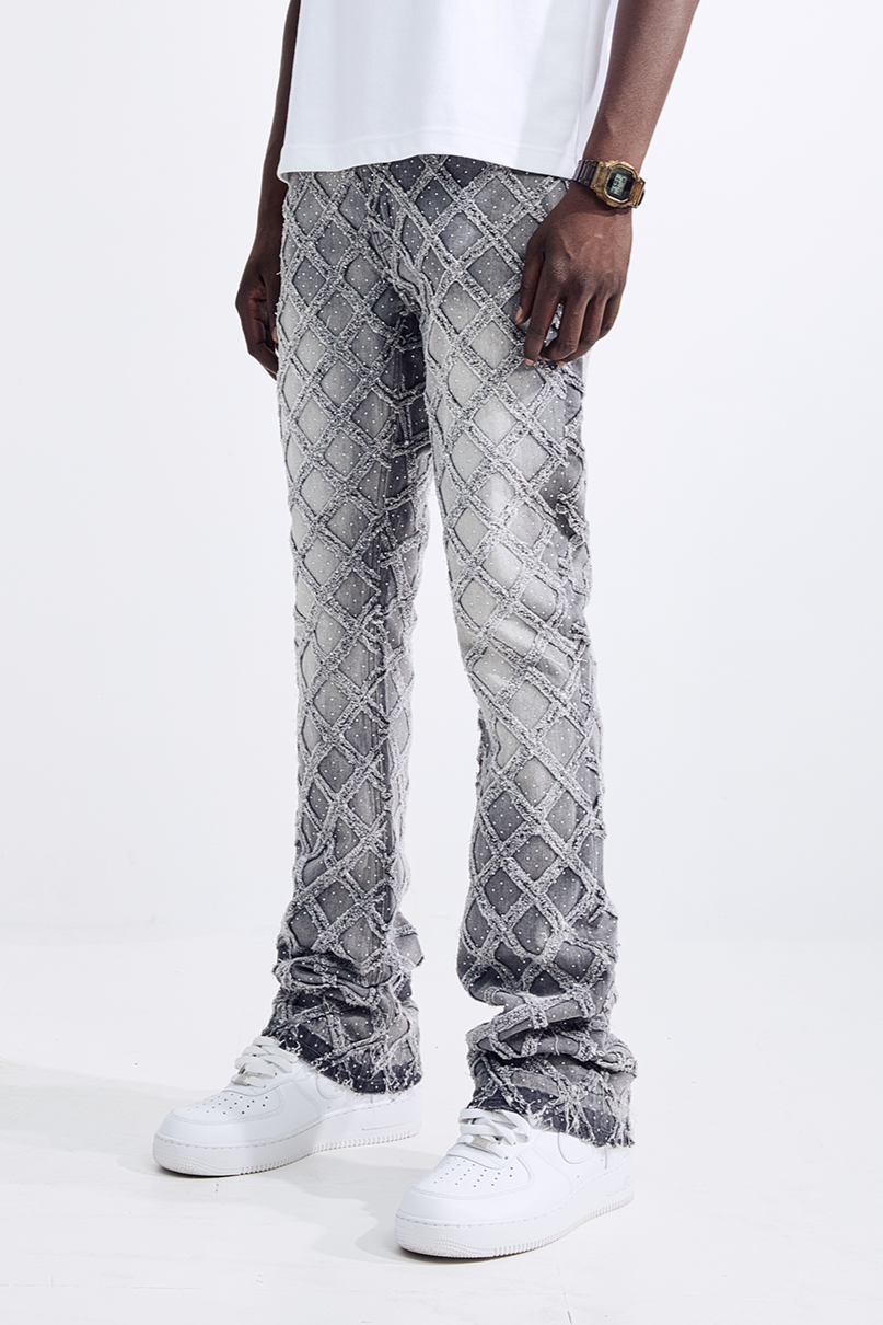 Black Light Men's Flare Fit Cage Jeans - Grey
