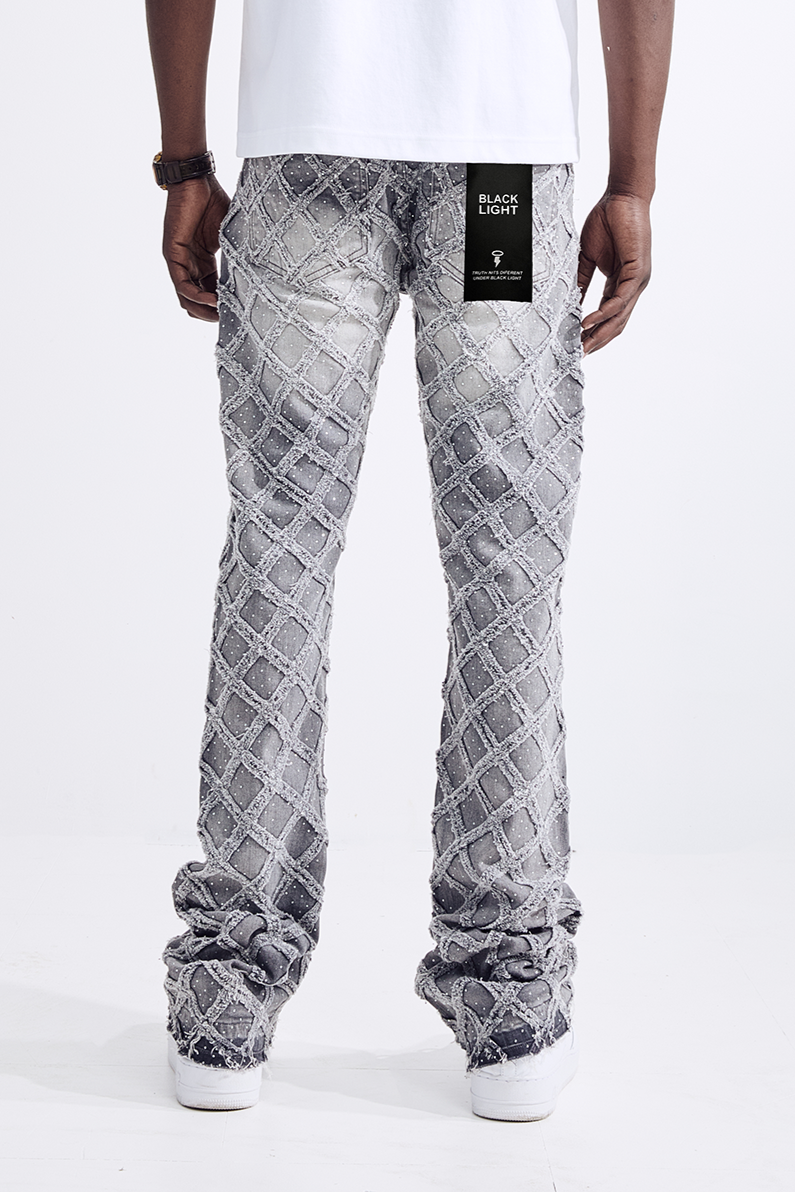 Black Light Men's Flare Fit Cage Jeans - Grey