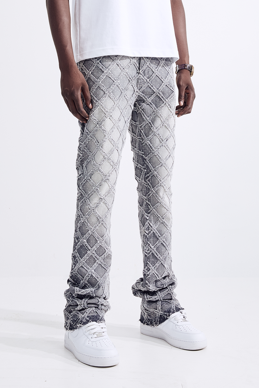 Black Light Men's Flare Fit Cage Jeans - Grey