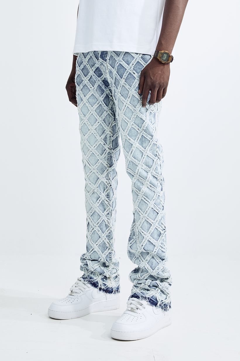Black Light Men's Flare Fit Cage Jeans - Light Blue