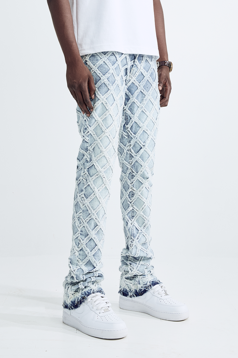 Black Light Men's Flare Fit Cage Jeans - Light Blue
