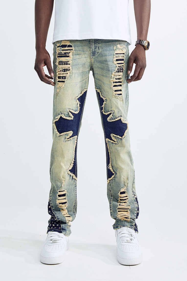 Black Light Men's Straight Fit Holy Jeans - Tint Blue
