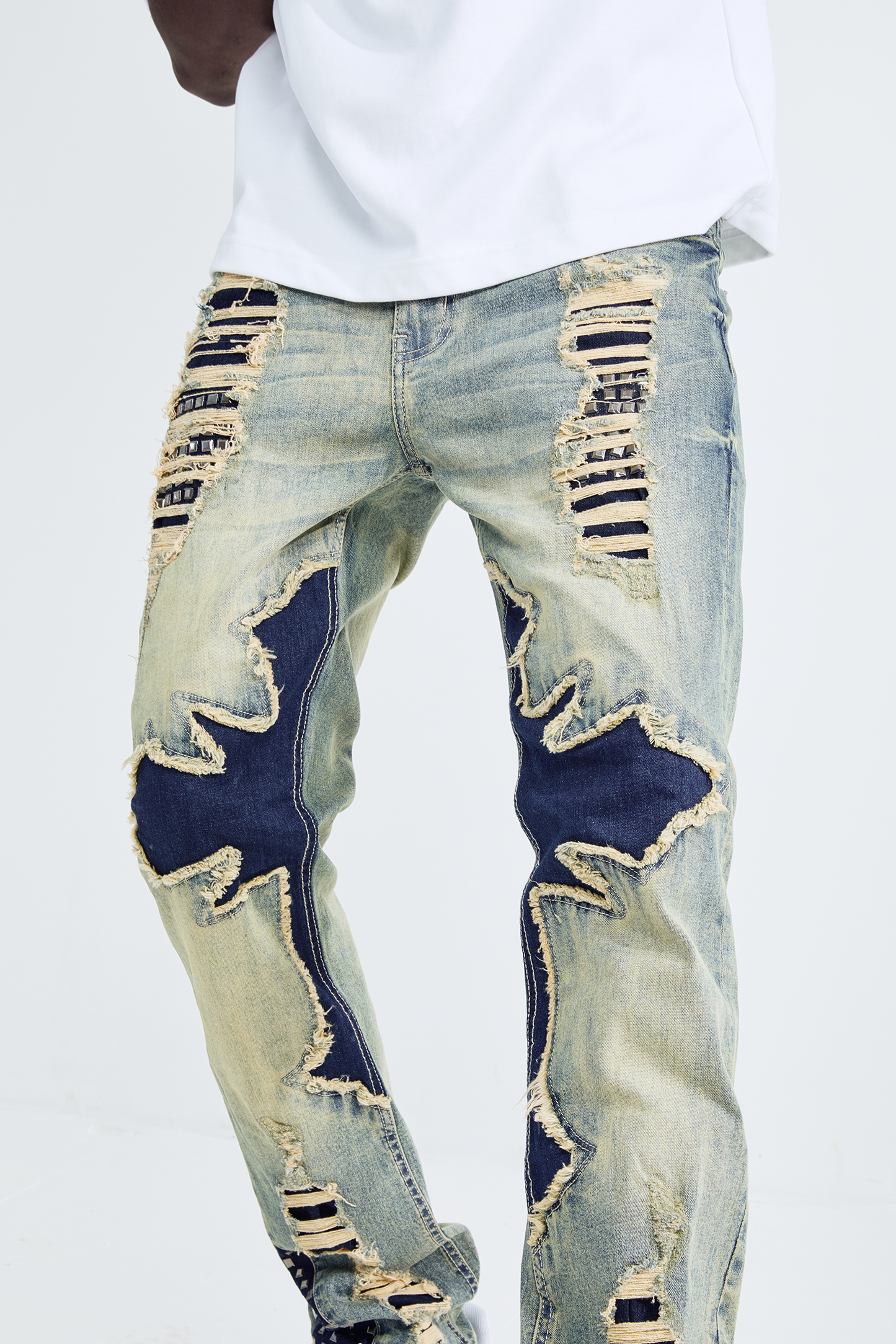 Black Light Men's Straight Fit Holy Jeans - Tint Blue