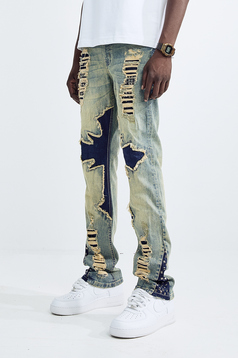Black Light Men's Straight Fit Holy Jeans - Tint Blue