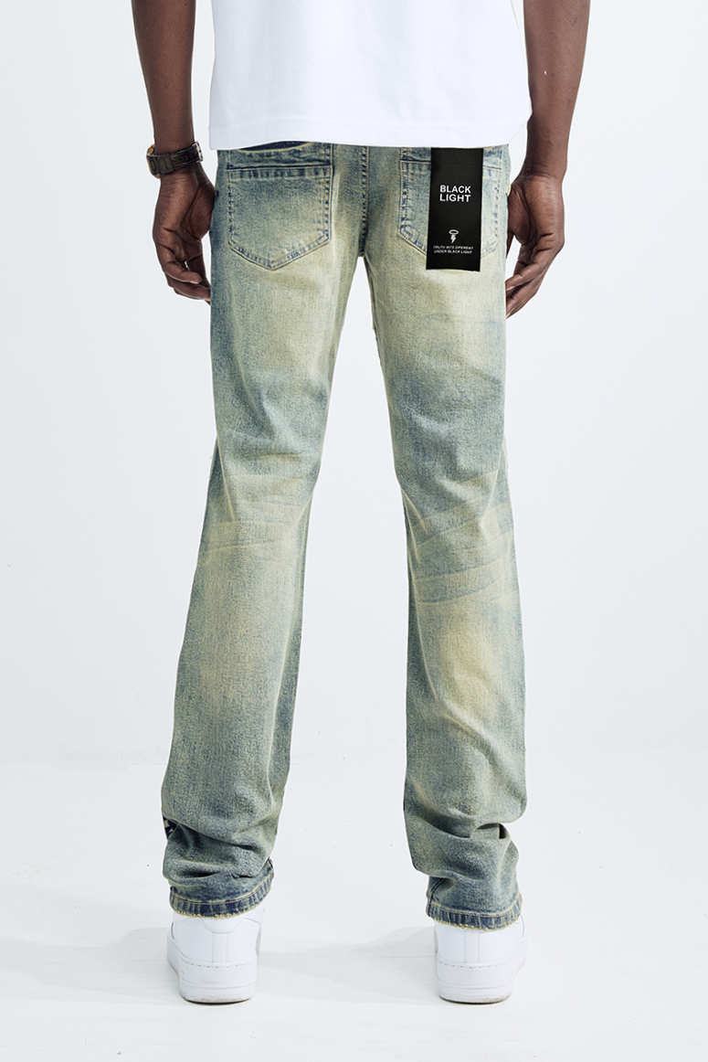 Black Light Men's Straight Fit Holy Jeans - Tint Blue
