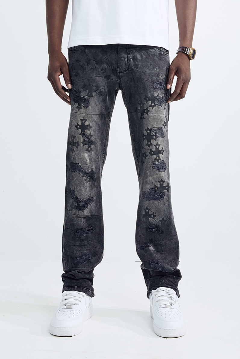 Black Light Men's Straight Fit Crossroad Jeans - Black